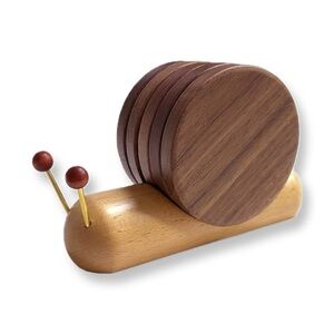 Wooden Snail Coaster Set and Phone Stand
